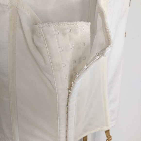 Fredrick's of Hollywood White/Gold Fantasycore/Fairycore Strapless Corset Top - Picture 8 of 12